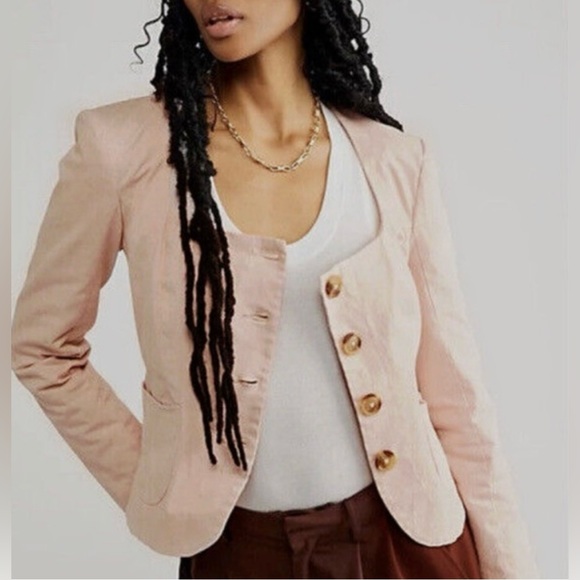 Free People Jackets & Blazers - NWOT Free People Jacket Courtship Structured
Pink Y2K Newsboy Punk Academia